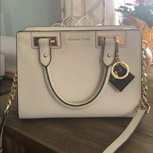 Michael Kors Saffiano Quinn Medium Satchel, Ecru